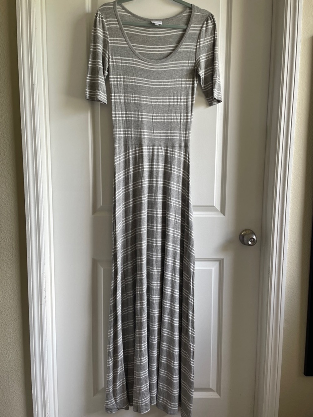 Maxi dress 2 for $20 LuLaRoe Ana rayon Gray and White Striped read size